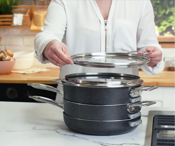 Granitestone 5 Piece Stackmaster Pro Series Stackable Cookware Set - Hard Anodized - Image 3