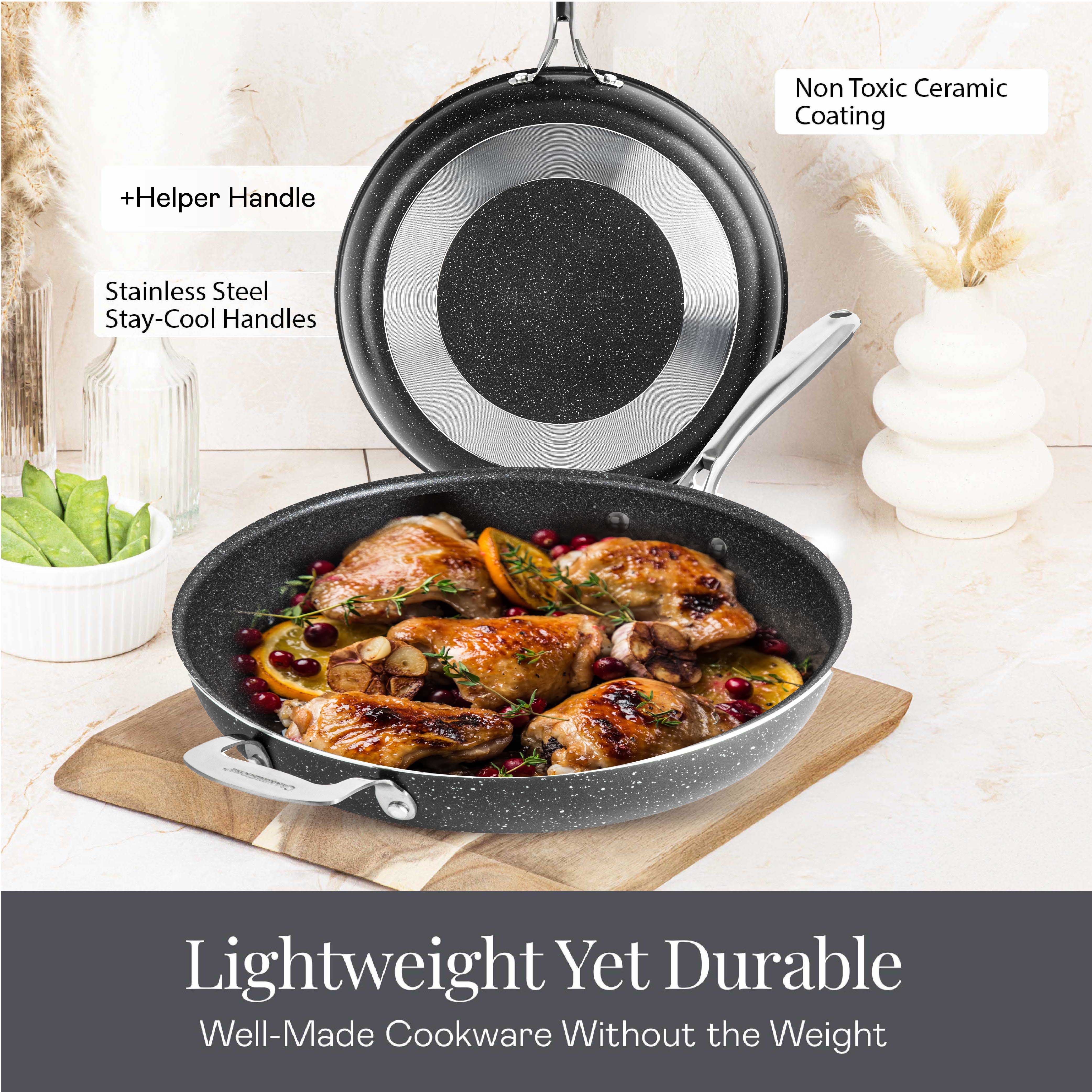 Granitestone Ceraluxe 14" Fry Pan with Lid - Image 3