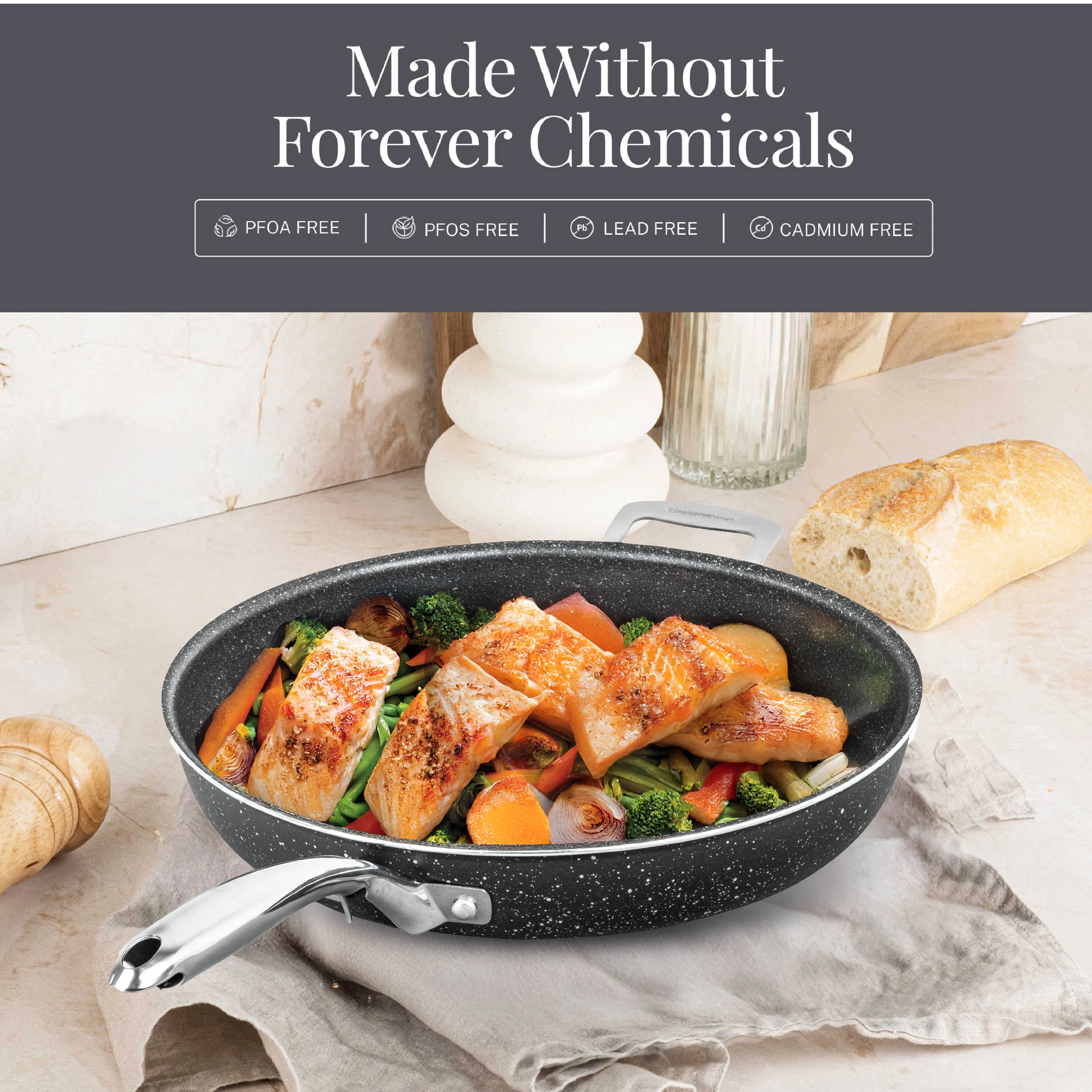 Granitestone Ceraluxe 14" Fry Pan with Lid - Image 6