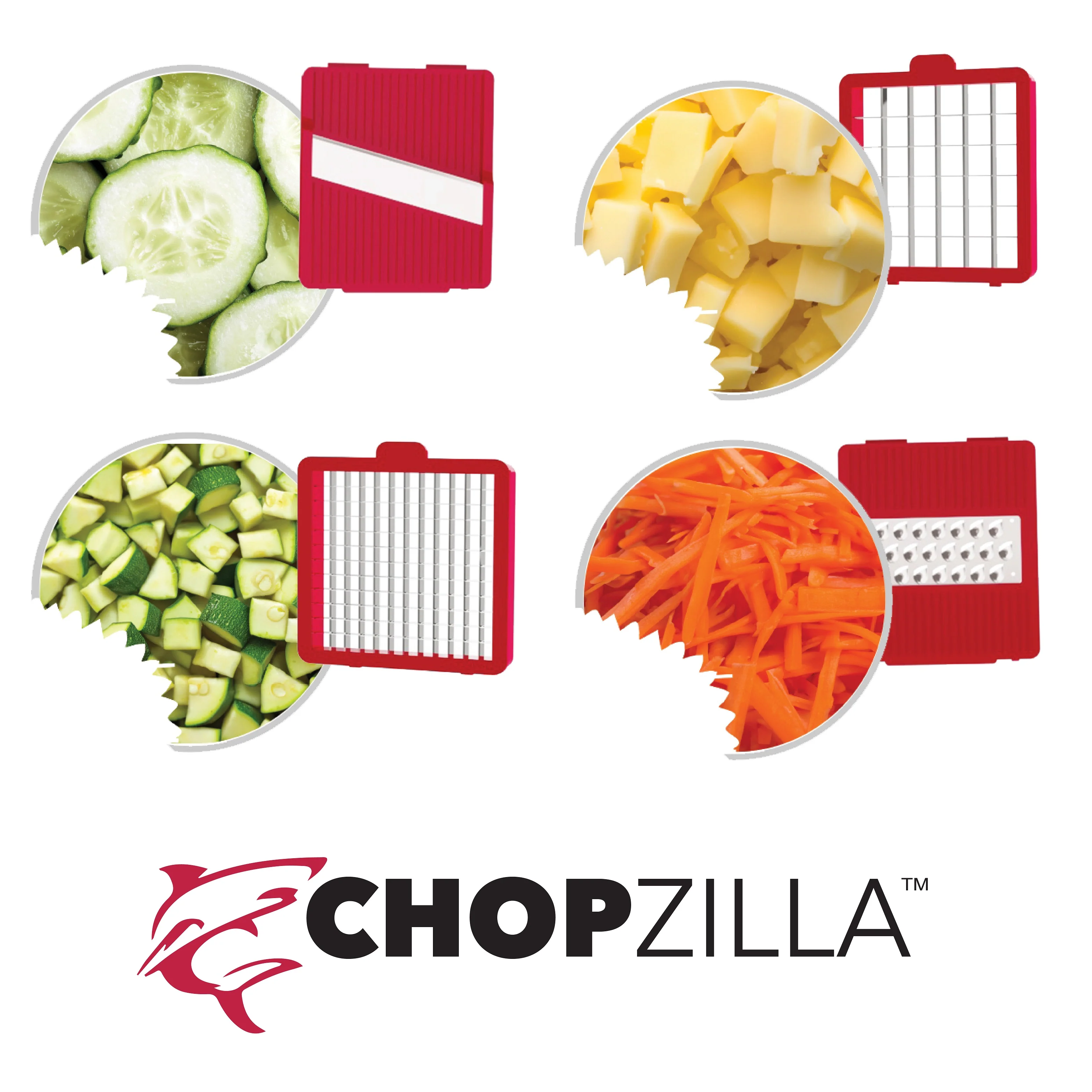 Chopzilla All-in-1 Vegetable Chopper & Mandoline Slicer with Container, 4 Blades & Scraper – Sharp Veggie Cutter, Salad Dicer & Food Chopper - Image 10
