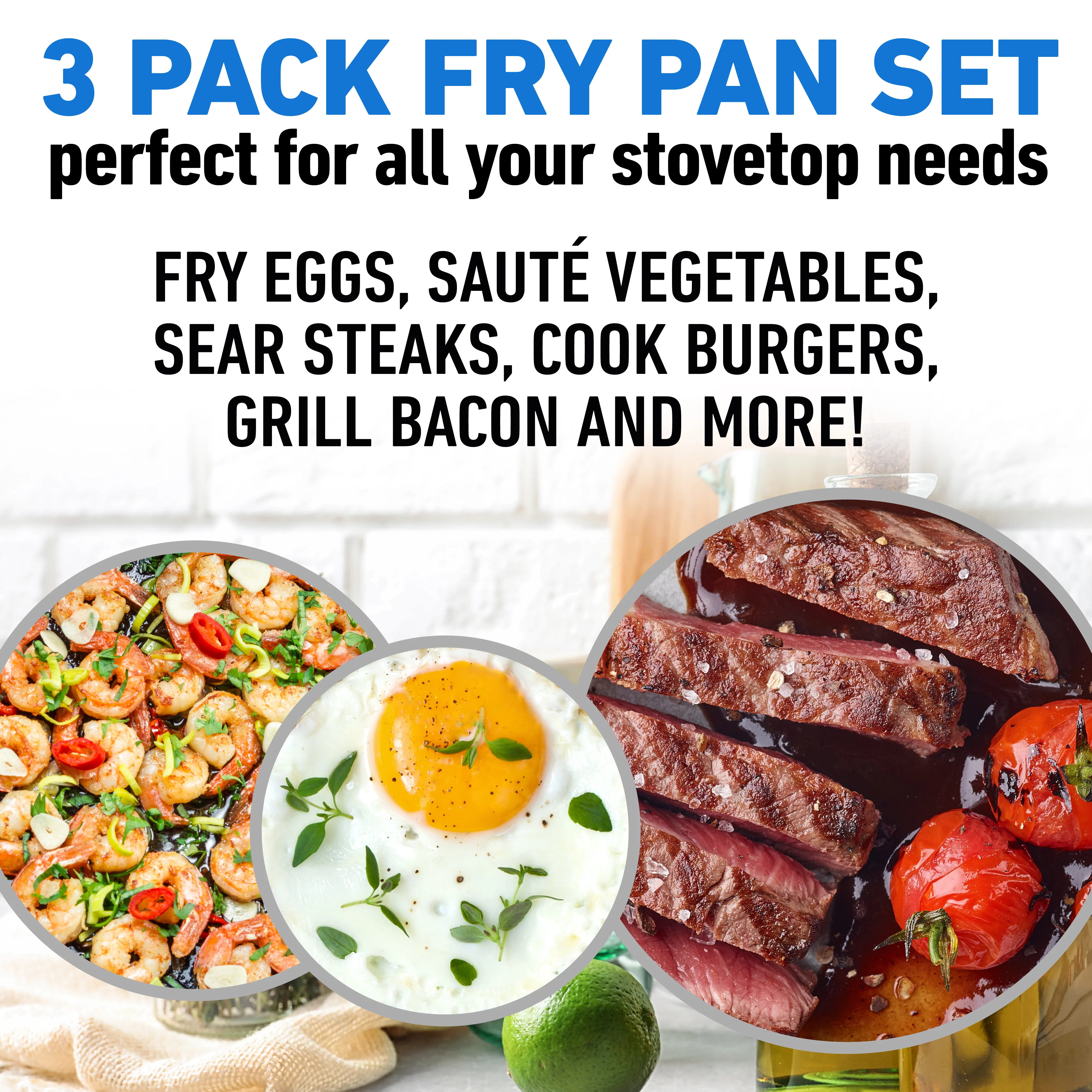 Easy Grip 3 Pack Skillet Set - Induction Capable - Image 3