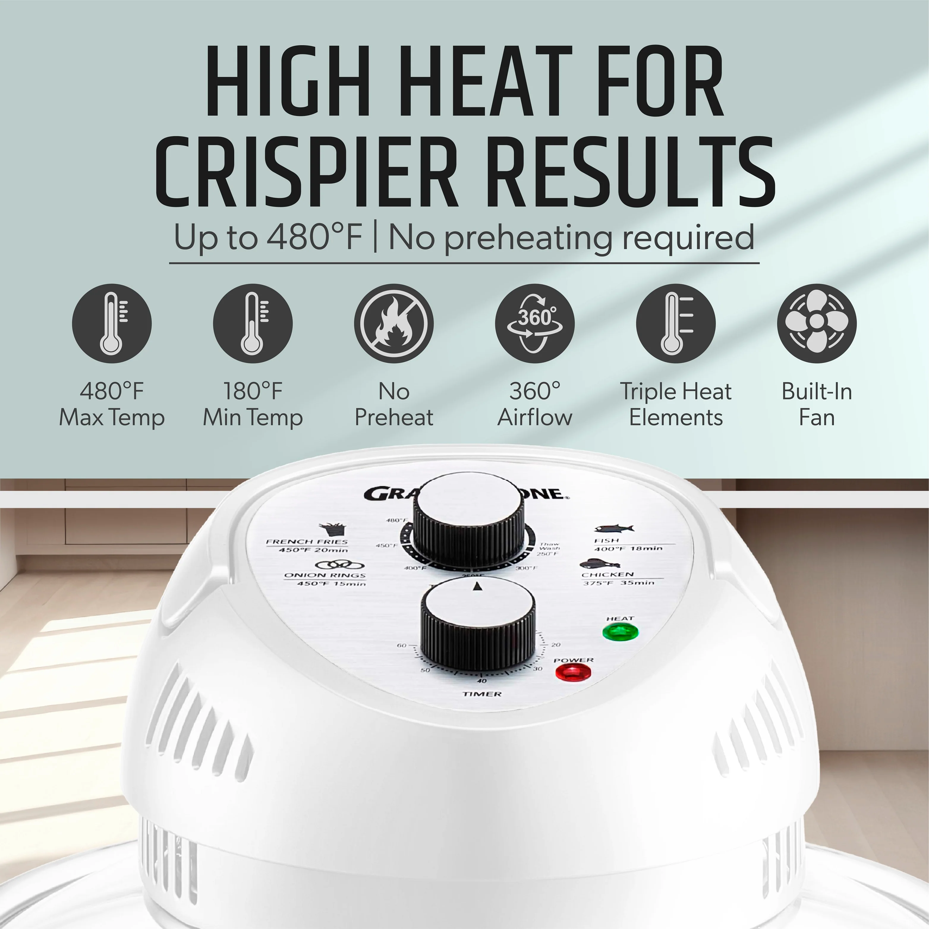Granitestone Glass Air Fryer XL - Healthier, Crispier Cooking - 16 Quart Extra Large Oil-Less Convection Oven - Image 11