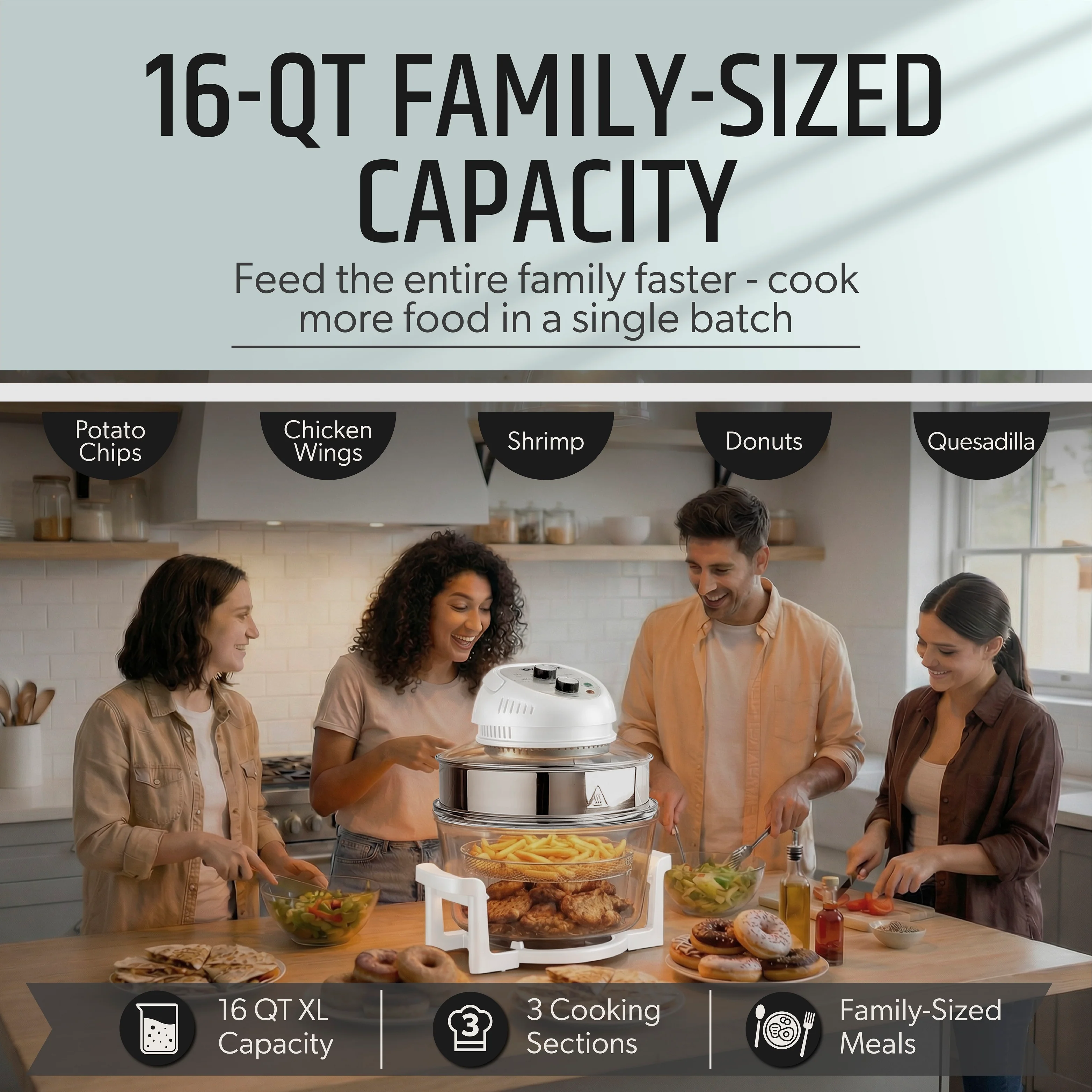Granitestone Glass Air Fryer XL - Healthier, Crispier Cooking - 16 Quart Extra Large Oil-Less Convection Oven - Image 18