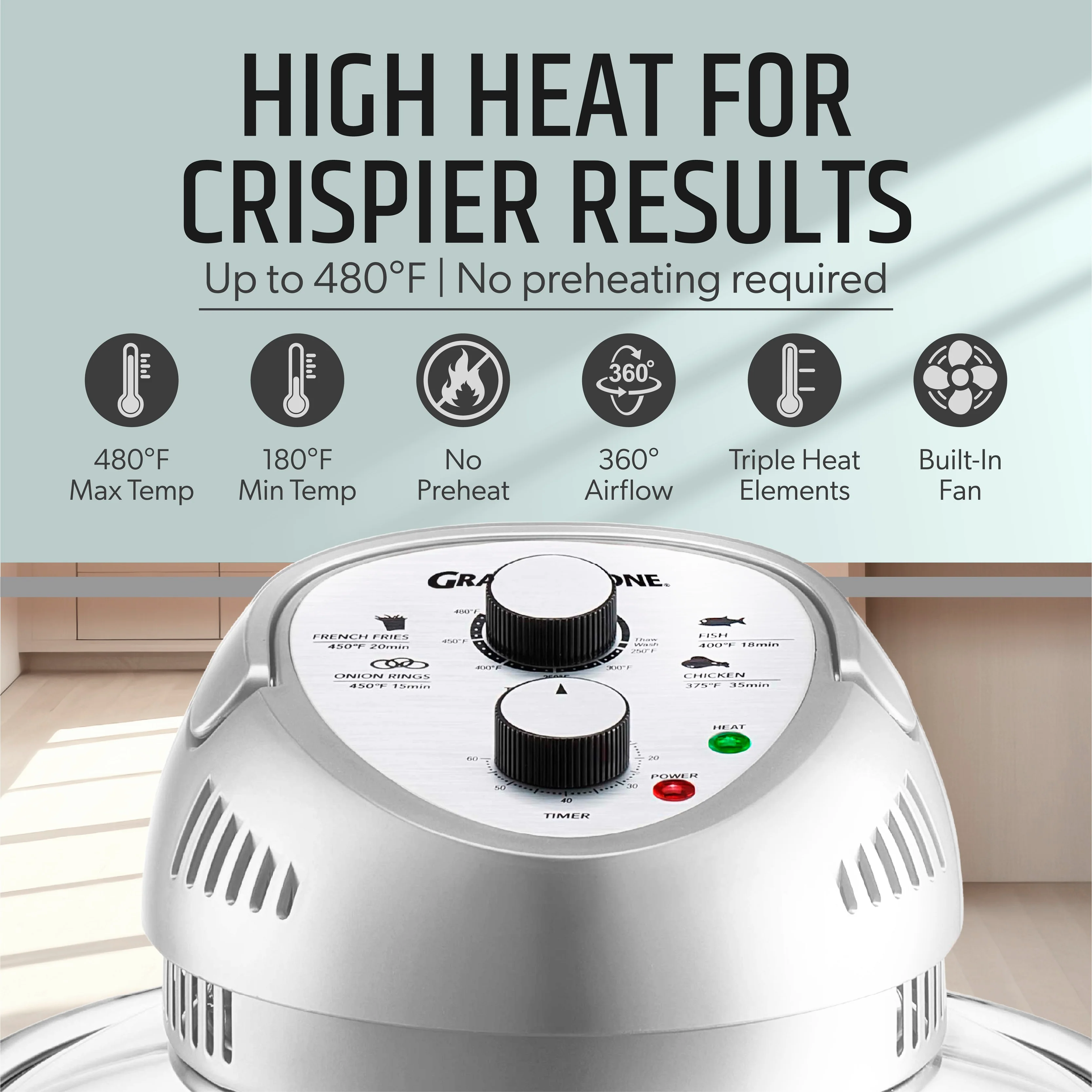 Granitestone Glass Air Fryer XL - Healthier, Crispier Cooking - 16 Quart Extra Large Oil-Less Convection Oven - Image 20