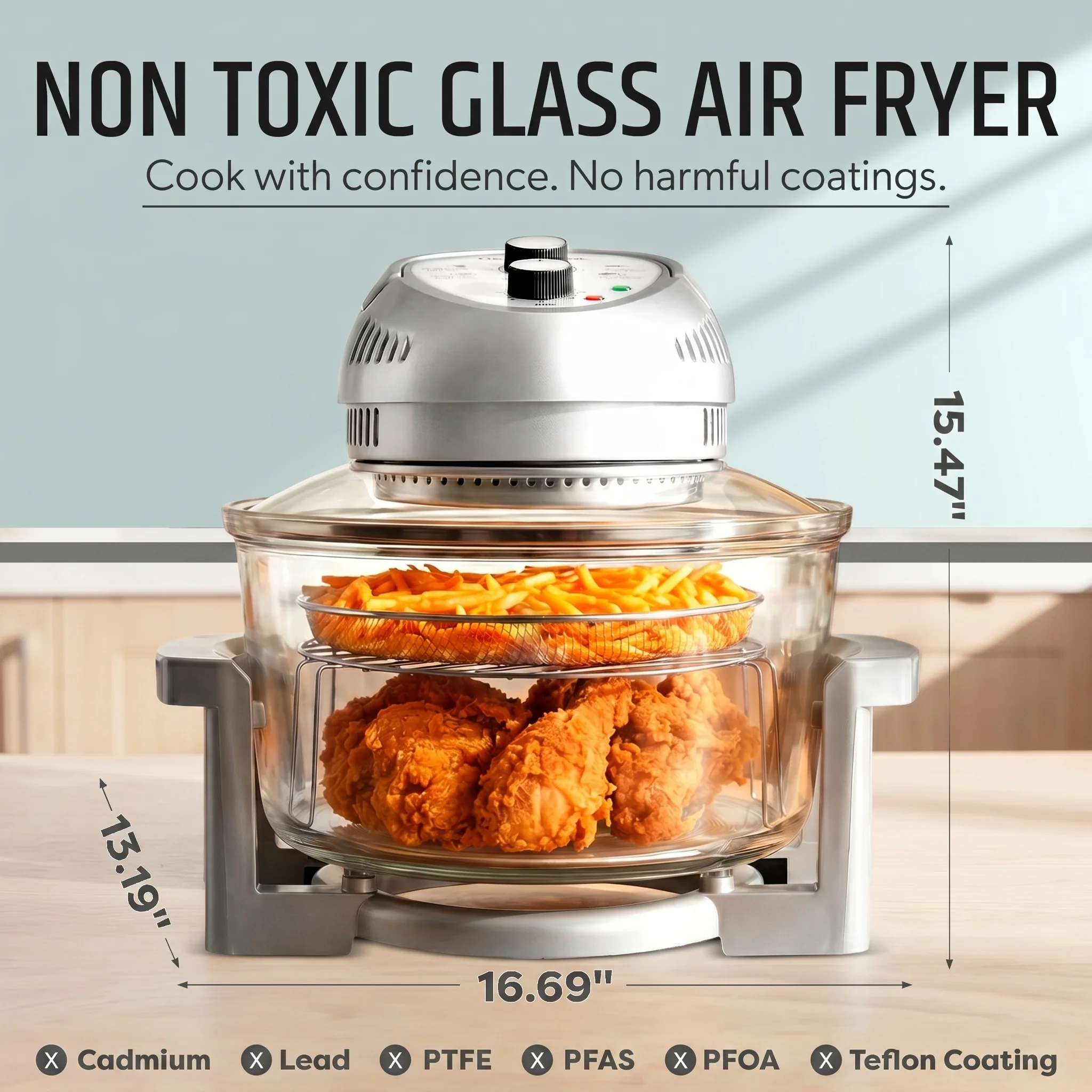 Granitestone Glass Air Fryer XL - Healthier, Crispier Cooking - 16 Quart Extra Large Oil-Less Convection Oven - Image 21