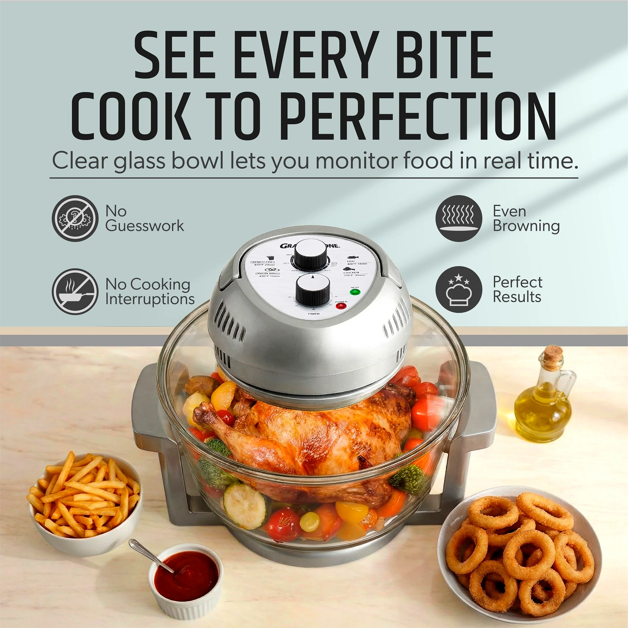 Granitestone Glass Air Fryer XL - Healthier, Crispier Cooking - 16 Quart Extra Large Oil-Less Convection Oven - Image 24