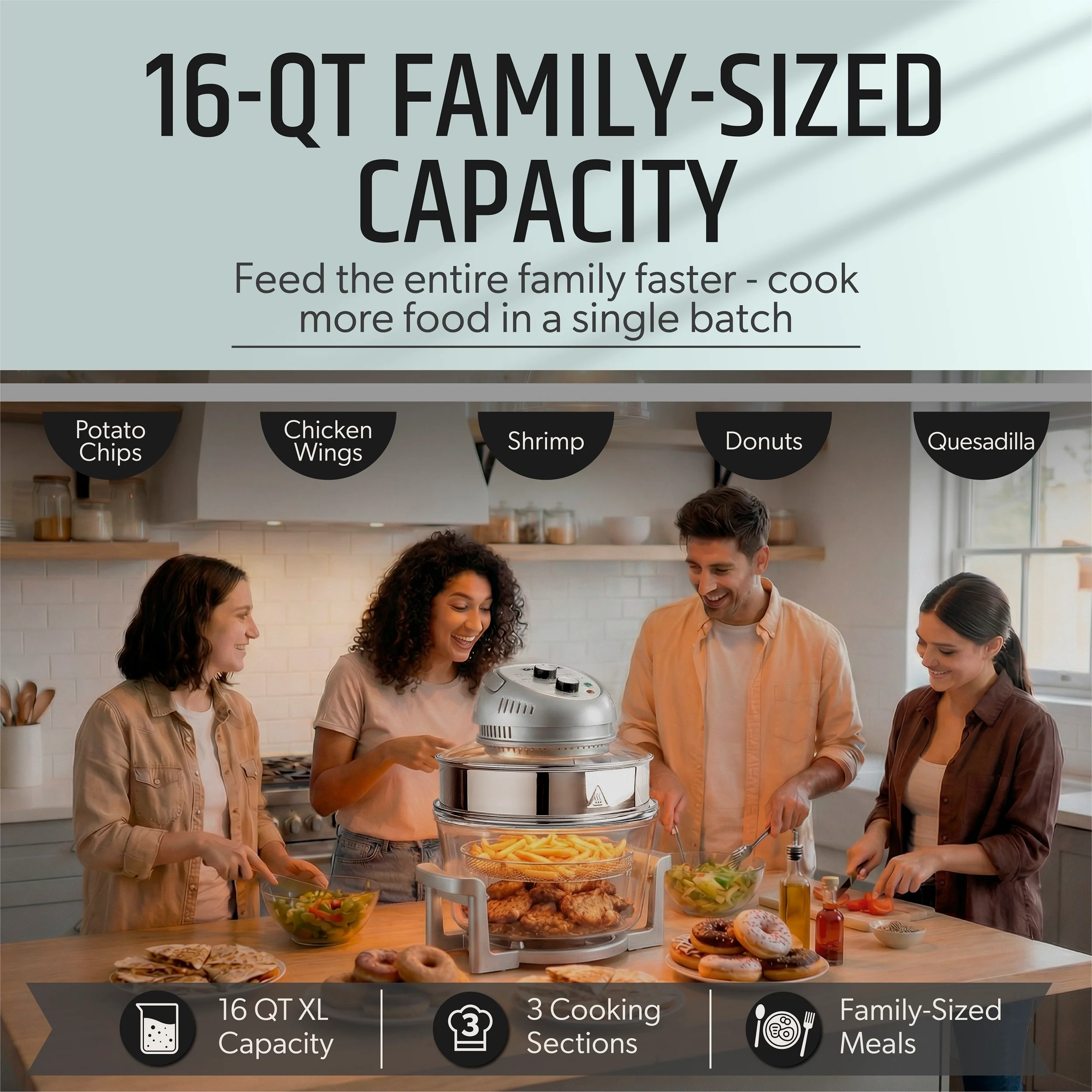 Granitestone Glass Air Fryer XL - Healthier, Crispier Cooking - 16 Quart Extra Large Oil-Less Convection Oven - Image 27