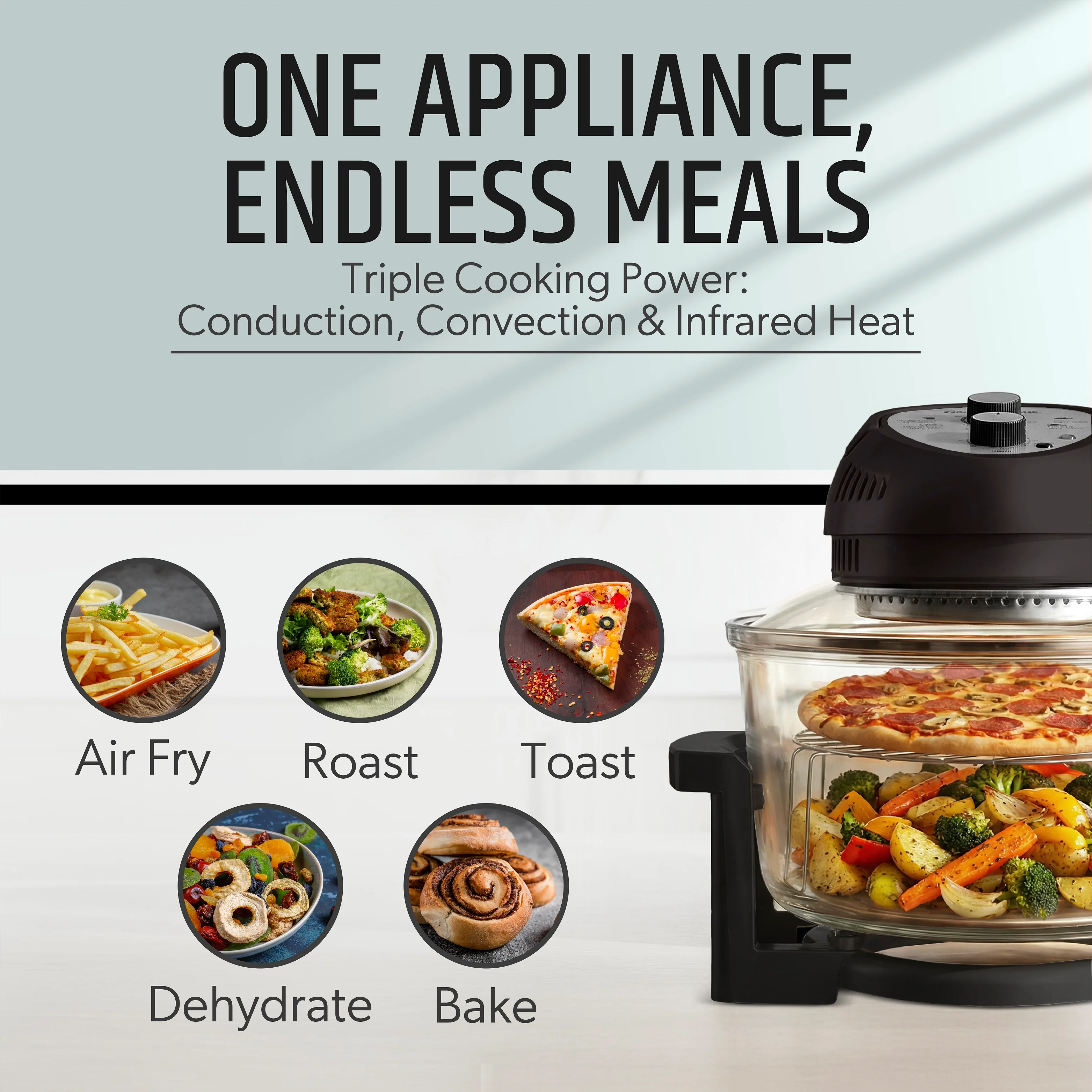 Granitestone Glass Air Fryer XL - Healthier, Crispier Cooking - 16 Quart Extra Large Oil-Less Convection Oven - Image 5