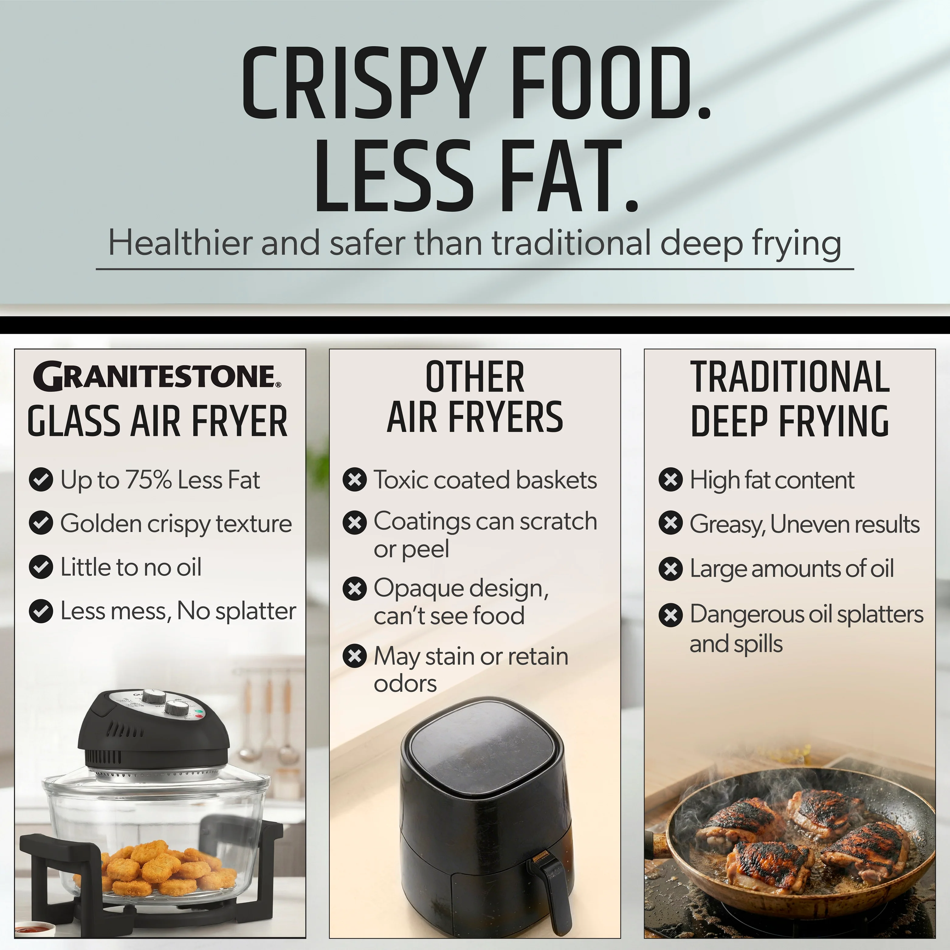 Granitestone Glass Air Fryer XL - Healthier, Crispier Cooking - 16 Quart Extra Large Oil-Less Convection Oven - Image 7