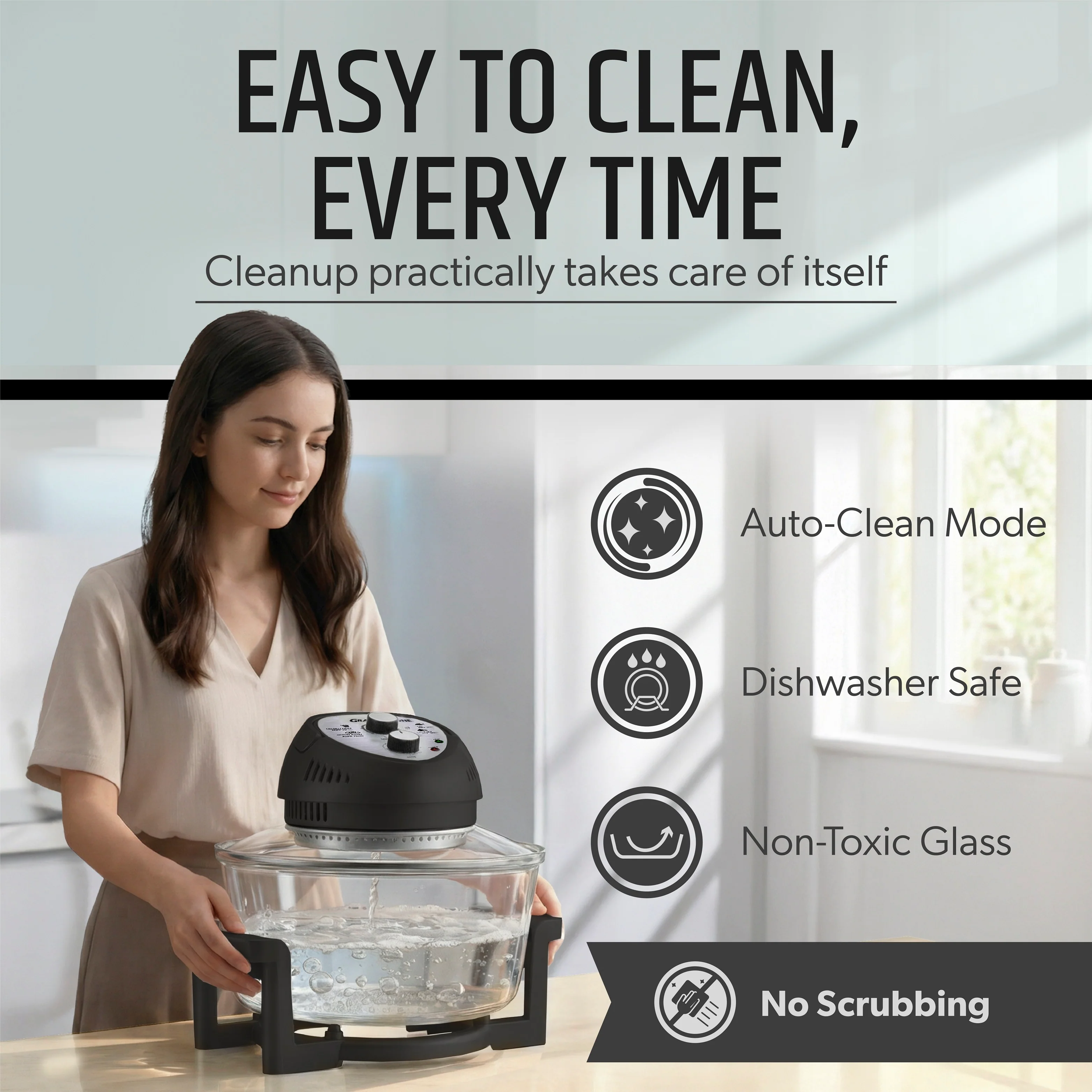 Granitestone Glass Air Fryer XL - Healthier, Crispier Cooking - 16 Quart Extra Large Oil-Less Convection Oven - Image 8