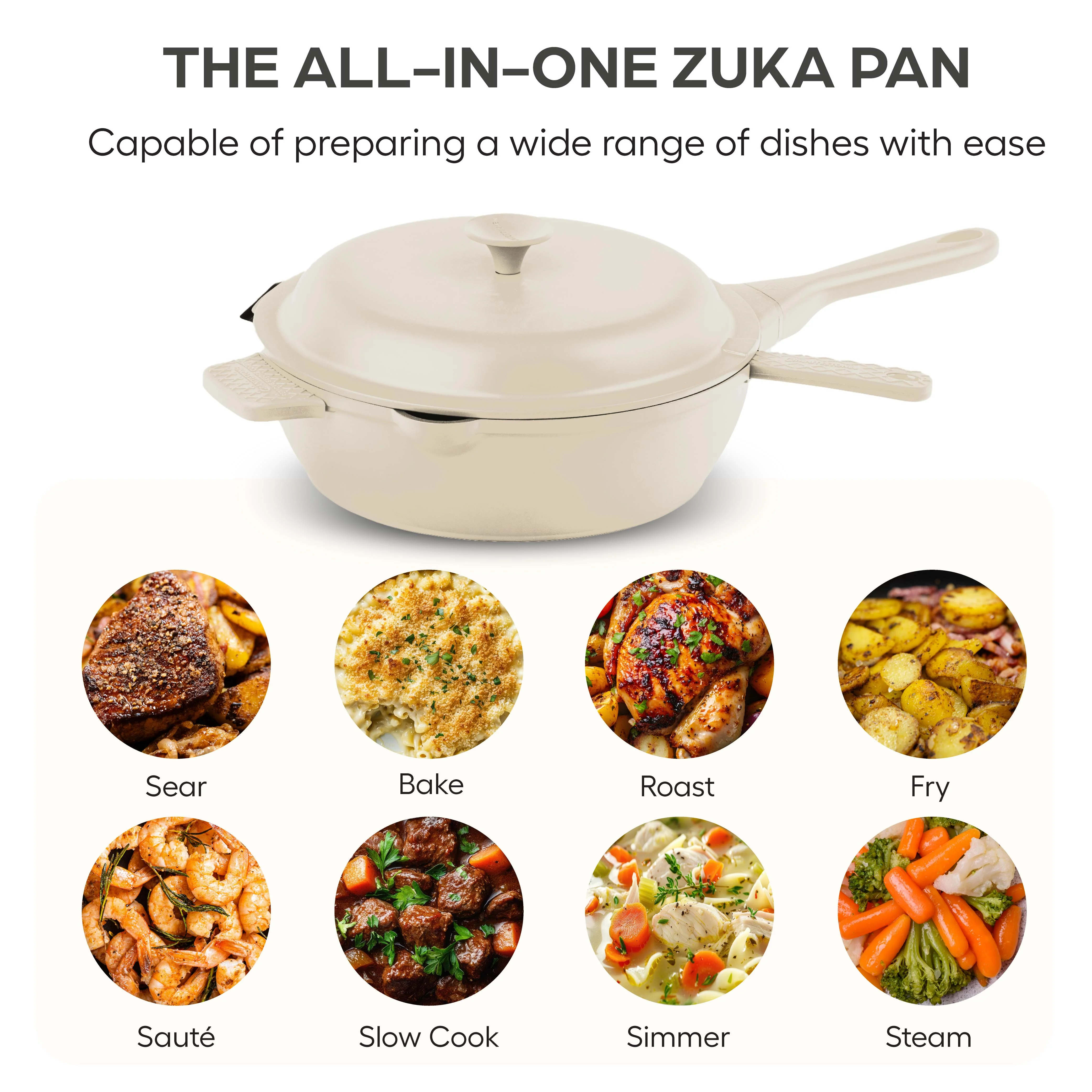 Granitestone 12" Zuka Pan – 6-Piece Multi-Functional Everyday Pan Set with Lid, Nylon Spoon & Steamer Basket - Image 4