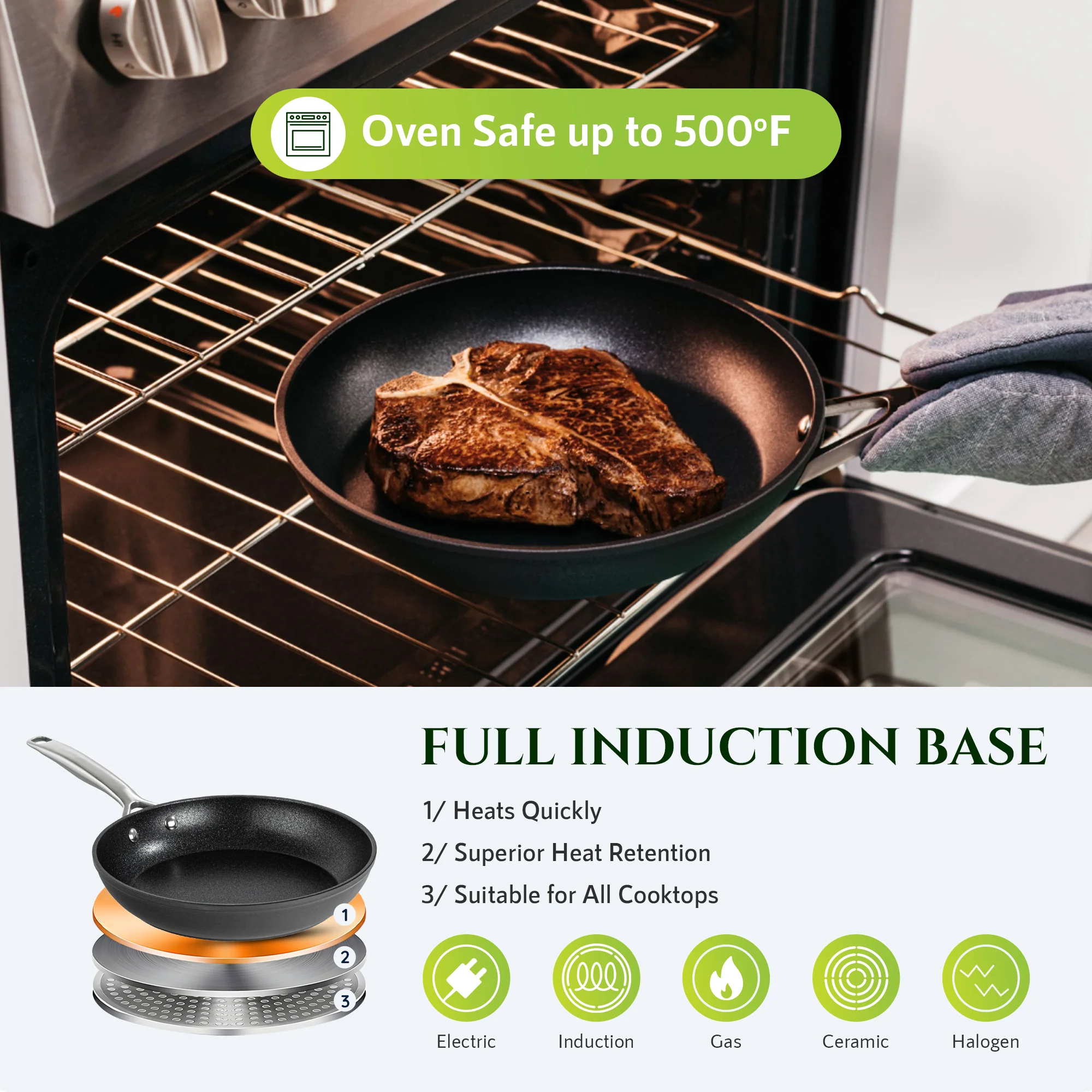 Granitestone ArmorMax Induction Hard Anodized 12'' Fry Pan - Image 5