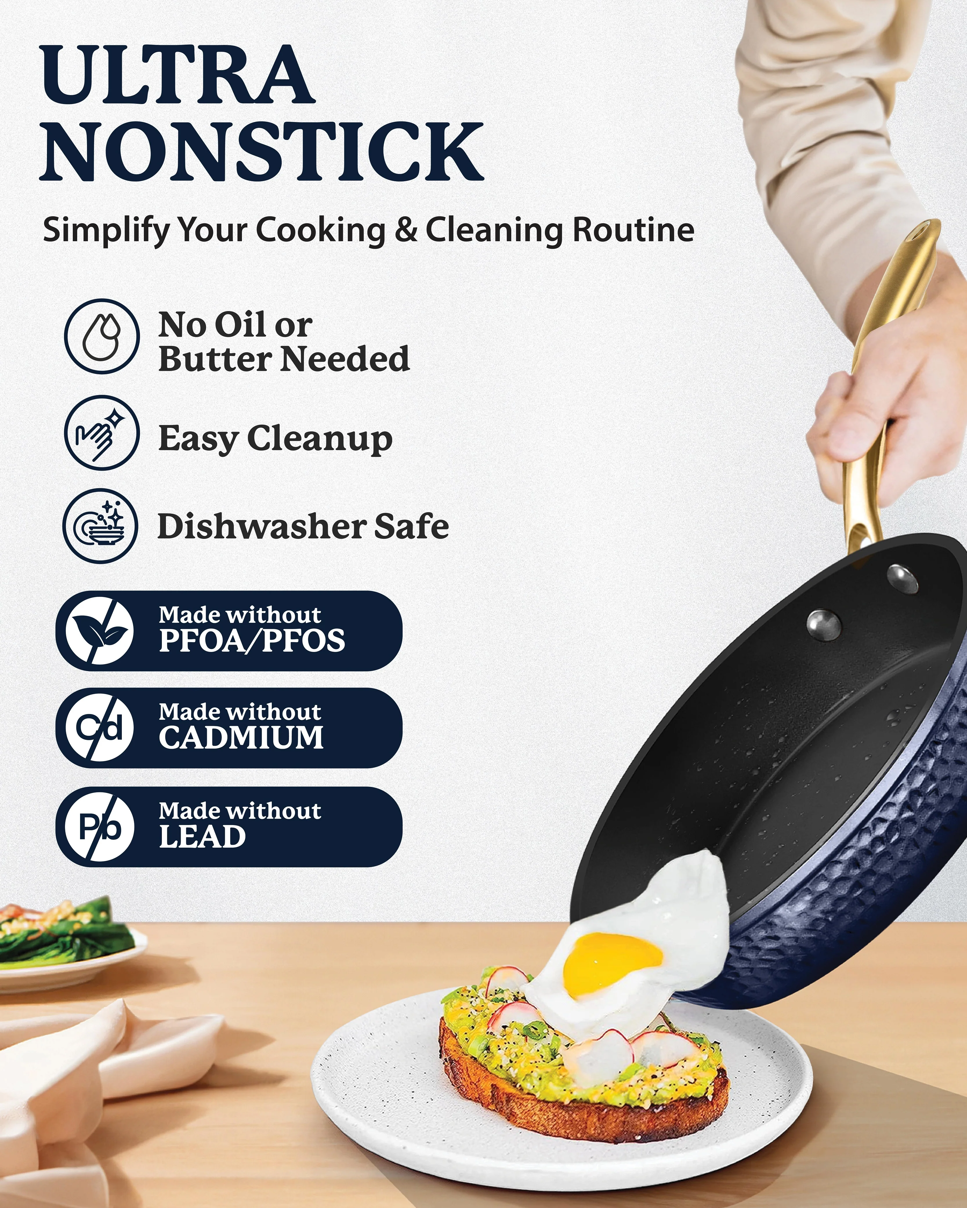 Granitestone Charleston Collection - Hammered Cookware - Pots, Pans, Available in Navy and Black - Image 5