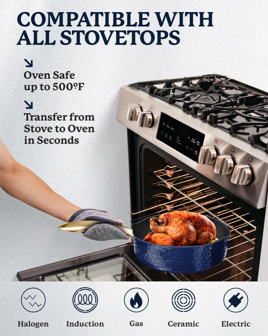 Granitestone Charleston Collection - Hammered Cookware - Sauté Pan, Available in Navy, Black, and White - Image 8