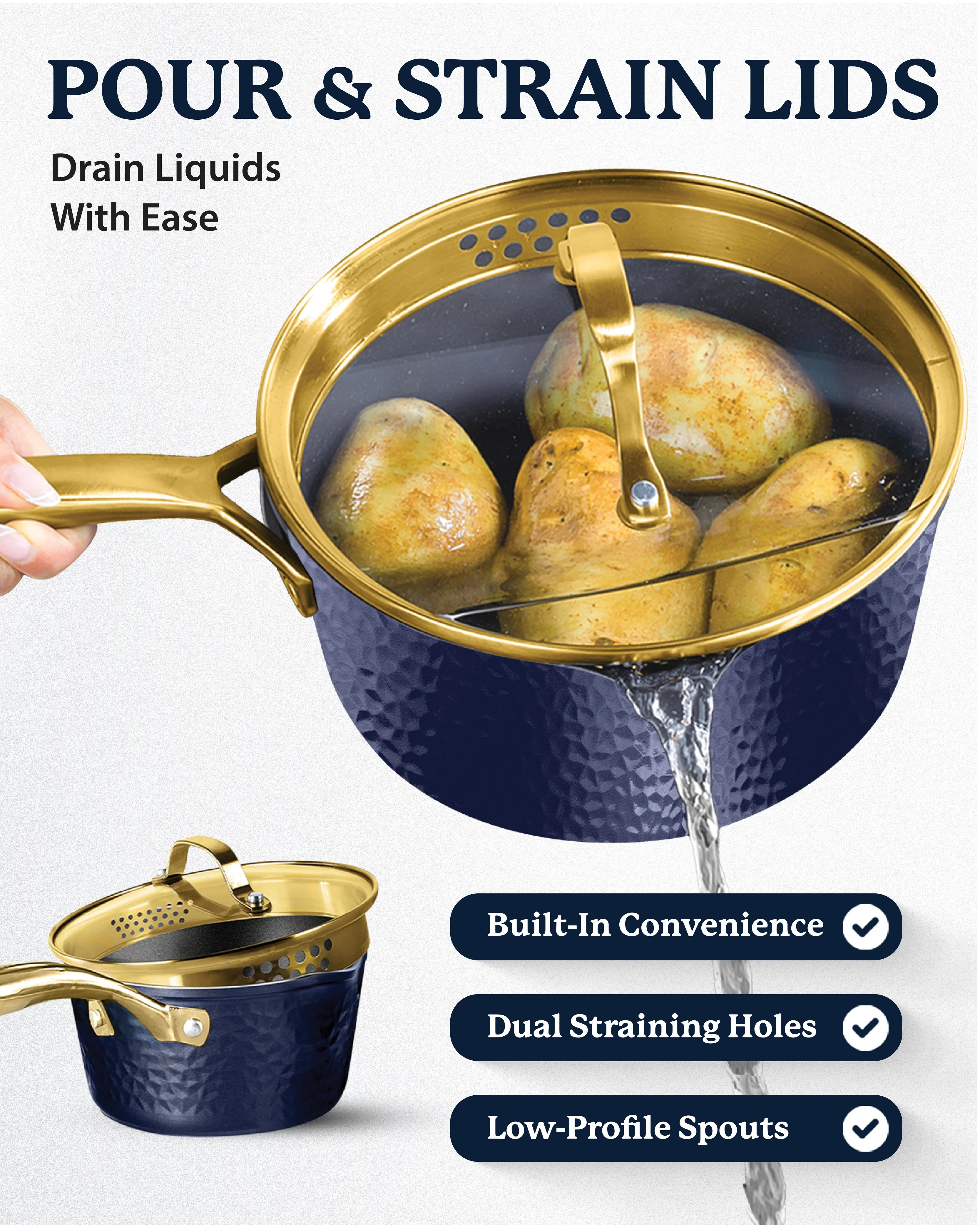 Granitestone Charleston Collection - Hammered Cookware - Pots, Pans, Available in Navy and Black - Image 8