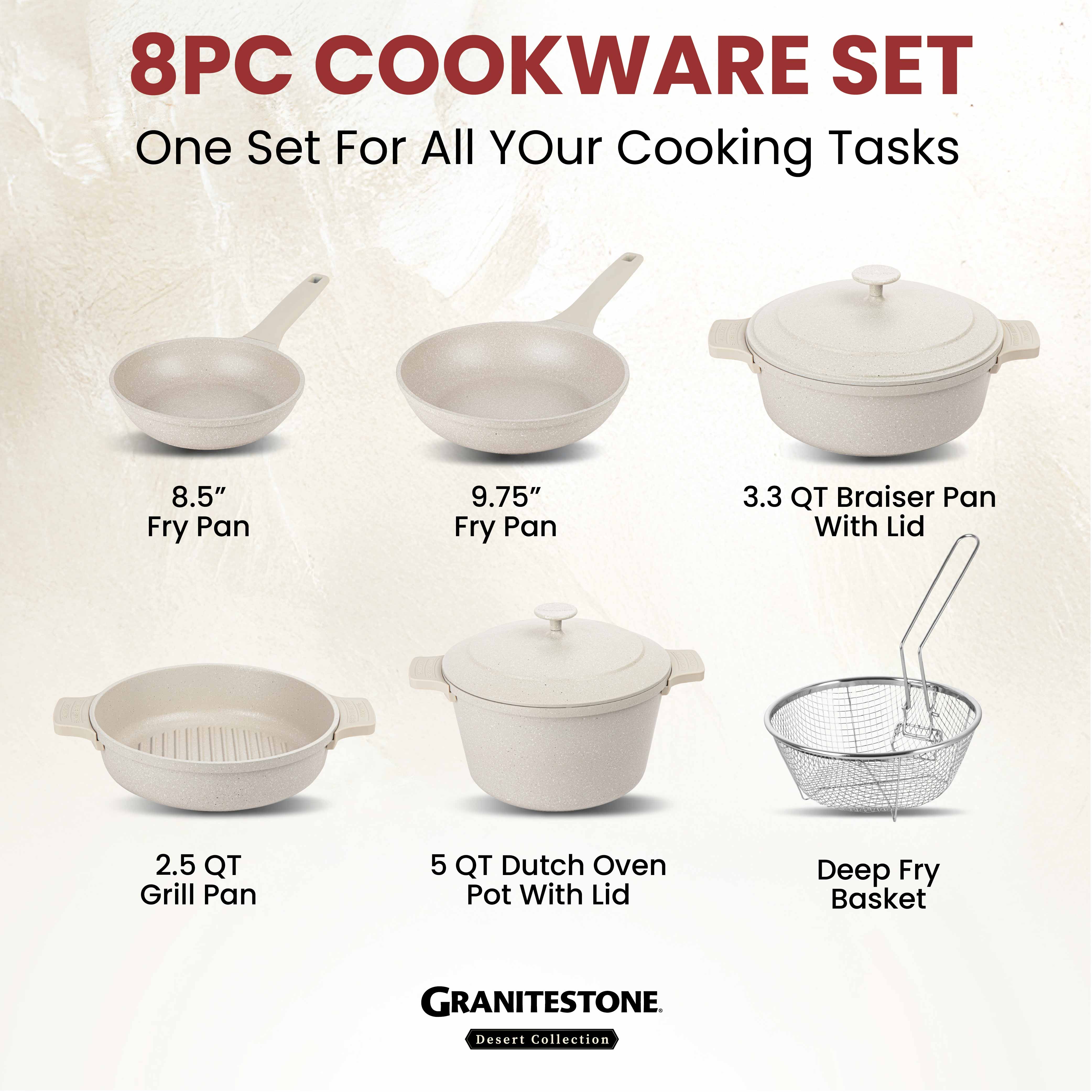 Granitestone 8-Piece Nesting Cookware Set - Image 3