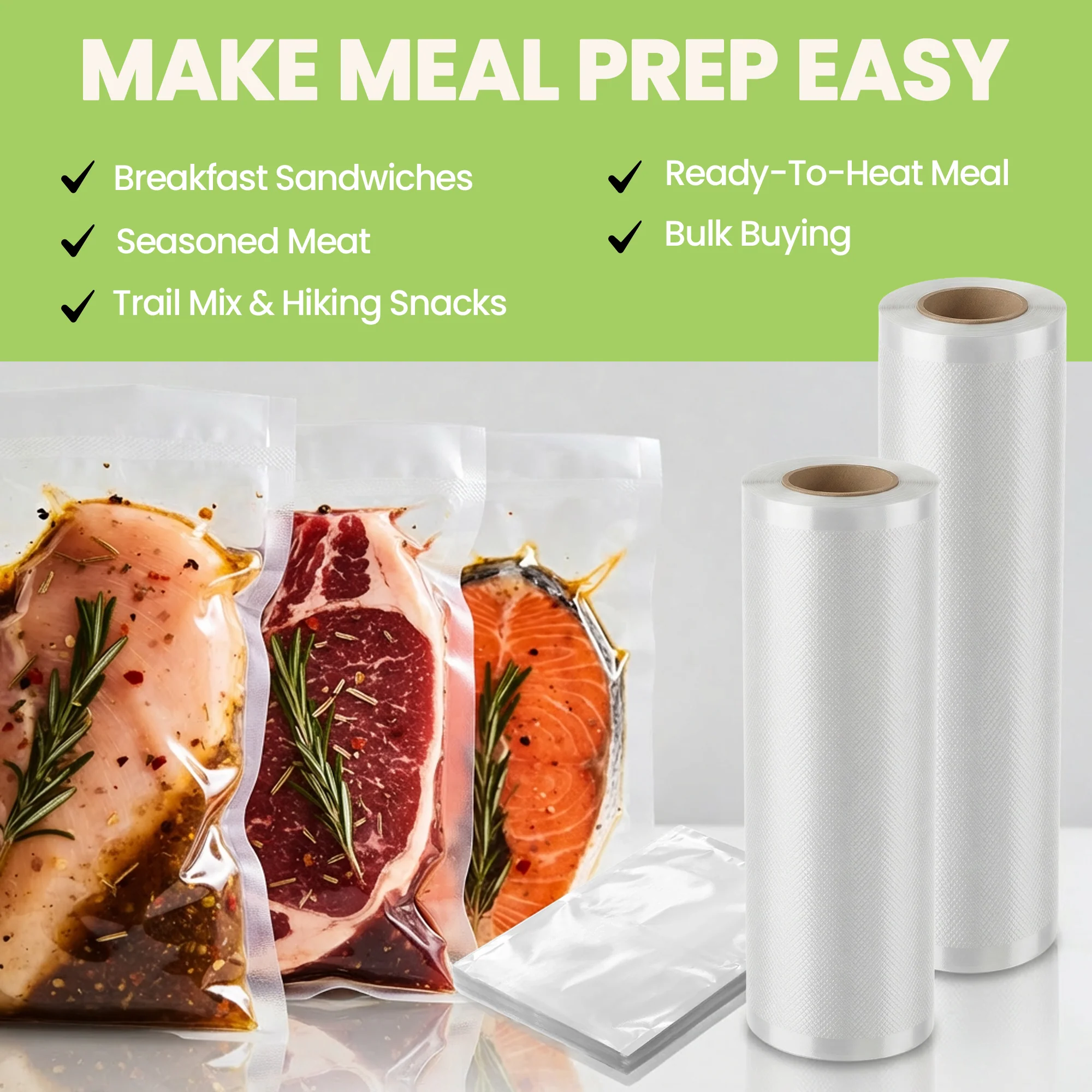 InstaSeal Vacuum Sealing Bags – Replacement Rolls & Pre-Cut Bags for Food Storage - Image 6