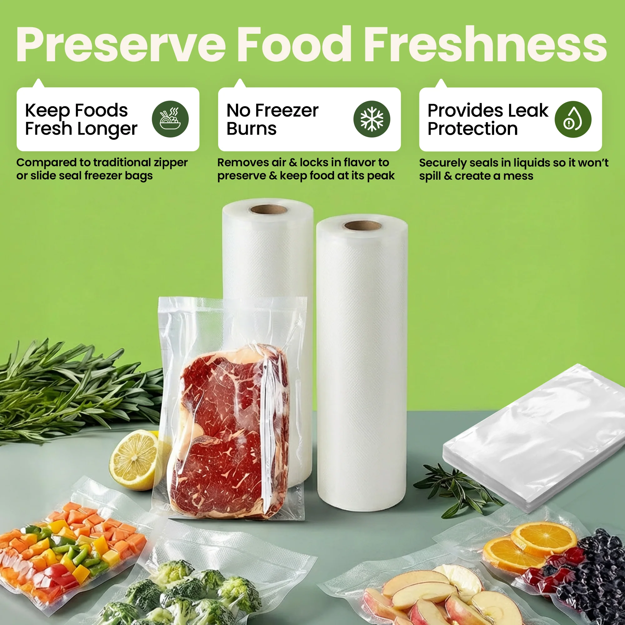 InstaSeal Vacuum Sealing Bags – Replacement Rolls & Pre-Cut Bags for Food Storage - Image 7