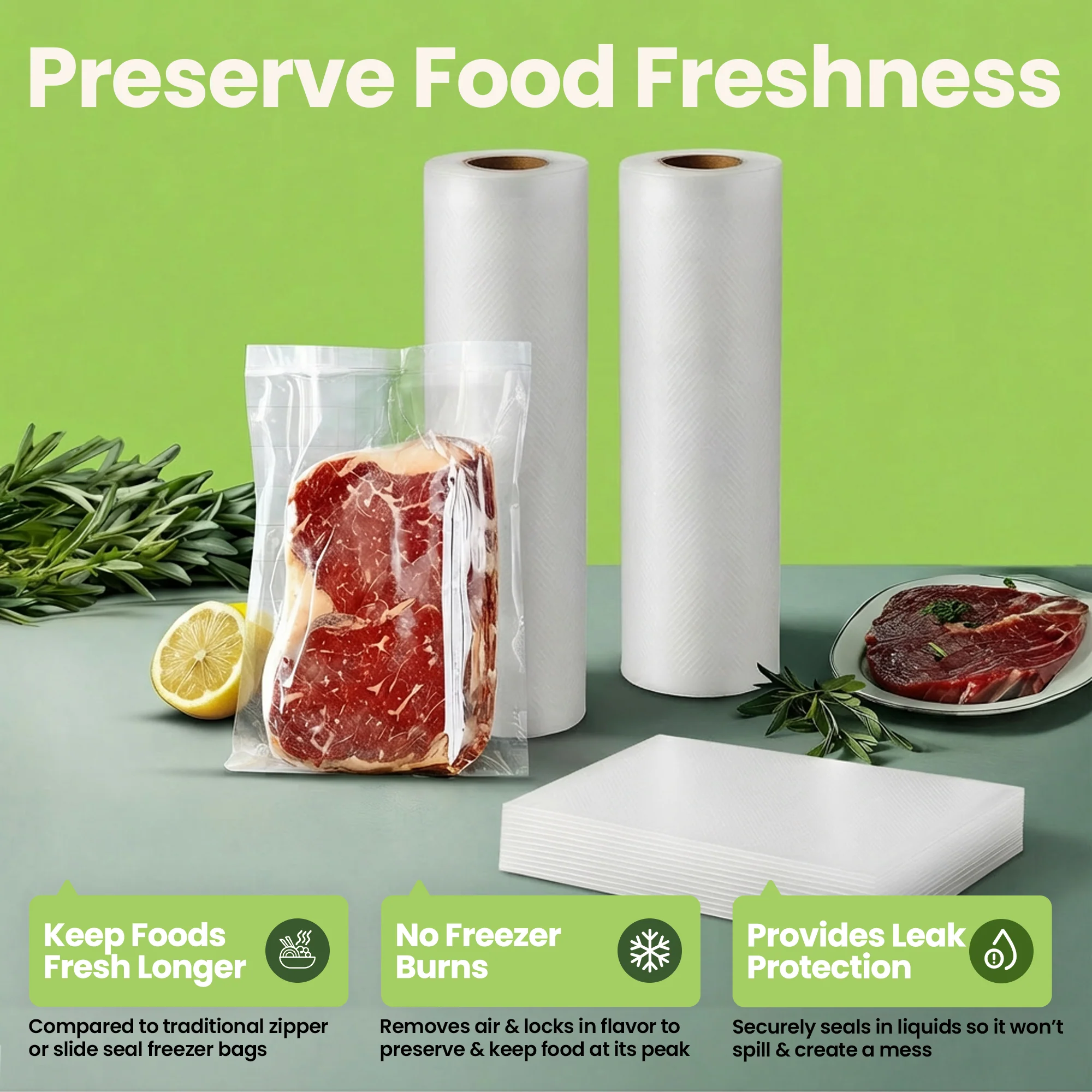 InstaSeal Vacuum Sealing Bags – Replacement Rolls & Pre-Cut Bags for Food Storage - Image 9
