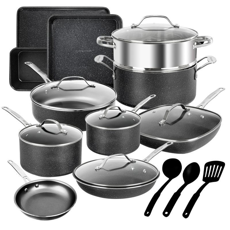 Granite Stone Pots and Pans Set Nonstick Cookware Bakeware Set Dishwasher Oven Safe Black 20 Pcs.6c44817e5140eb4872a950f8f161622b e6c40784 e020 47b5 b917 e0796d1966de